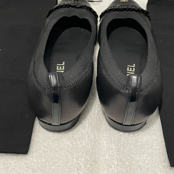 Chanel Ballet Flats - Black, Size 37 Patent Cap Toe - Picture 5 of 6